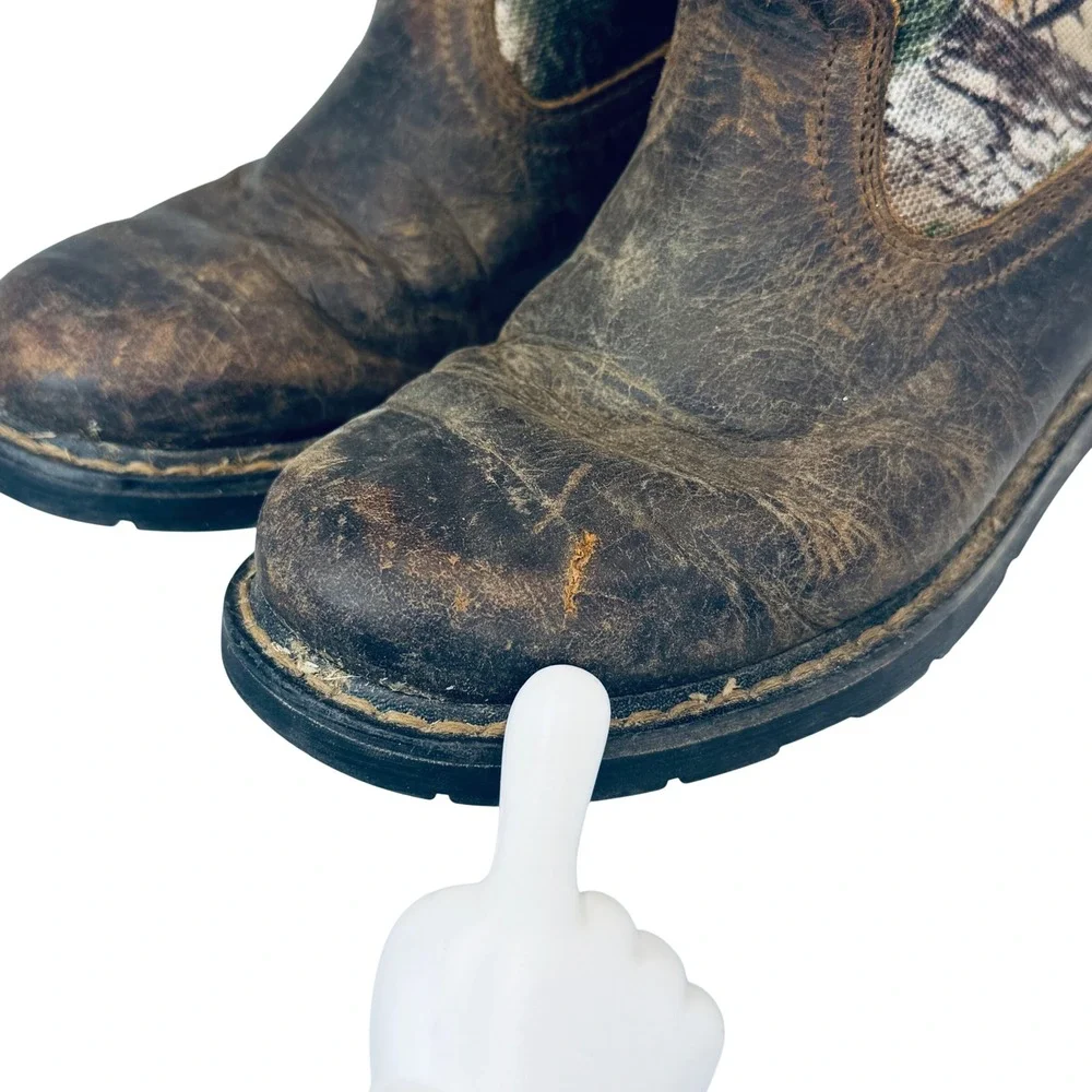 Ariat Kids Fatbaby‎ Camo Leather Western Boots 1.5 Distressed Ranch Farm Outdoor